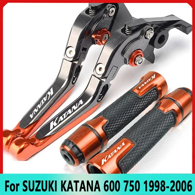 CNC Adjustable Brake Clutch Levers Handlebar Grips For SUZUKI KATANA 600 750 — 第 1/4 张图片