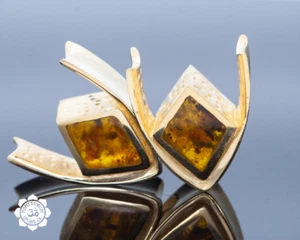 Saddle Spreaders Gold Plated with Reconstituted Amber Sold as Pair - Picture 1 of 2