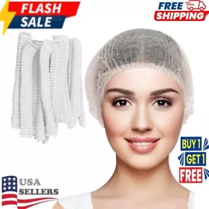 Pack of 100 Disposable Bouffant Caps Hair Nets, Salon Spa Food Service 21" White - Picture 1 of 5