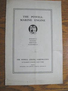 1909 1910 1911 Powell Marine Engine Brochure Catalog w Price Insert, Brooklyn - Picture 1 of 5