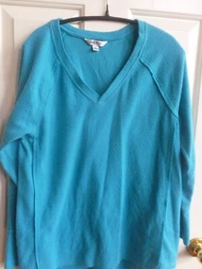 Maglione donna "Wildfox" turchese poli misto maglia LS collo vee, taglia media - Foto 1 di 7