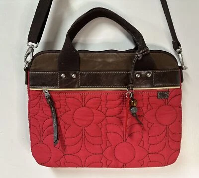 Fossil Key-Per Grande Acolchado Rojo Nylon Maletín Estuche para Laptop Bolso de Hombro Foto 1 de 4