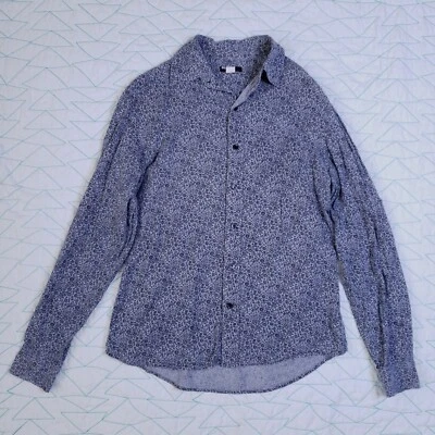 BDG Floral Button Down Shirt Roll Tab Long Sleeves Pocket Blue Mens Size S - Image 1 of 4