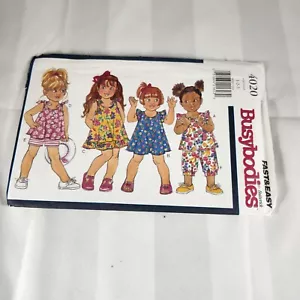 Butterrick Busybodies patrón 4020 niños vestido top pantalones cortos sin cortar 1-2-3 - Imagen 1 de 2