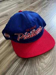 Vintage DS Detroit Pistons Snapback Hat Pinstripe Sports Specialties Script NBA - Picture 1 of 5