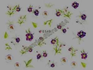 3D Nail Art Sticker Lila Rosa Blume Blätter Aufkleber Maniküre - Bild 1 von 2