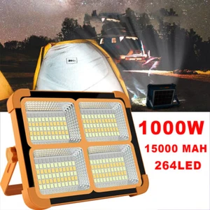 LED Solar Baustrahler Outdoor Campinglampe USB Flutlicht 15000mAh Akku PowerBank - Bild 1 von 12