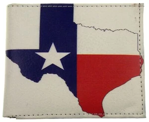 Texas State Bifold Wallet Red White Blue Vegan Leather ID Window Gift Box Pocket - Picture 1 of 4