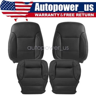 For 2014-2019 GMC Sierra Yukon Driver & Passenger Bottom & Top Seat Cover Black - Image 1 of 4