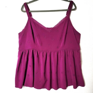 Torrid Womens Cami Top Size 3X Elastic Smocked Bodice Eyelet Accent Violet - Picture 1 of 13