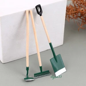 1:12 Scale Dollhouse Miniature Handmade Metal Gardening Kit Shovel Rake Tools - Picture 1 of 15