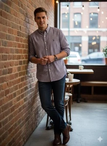 Vintage Polo Ralph Lauren Mens Gingham Button-Up Oxford Dress Shirt Sz 17/XL - Picture 1 of 15