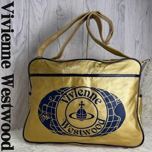 Bolso de hombro Vivienne Westwood Boston de cuero dorado para mujer USADO DE JAPÓN - Imagen 1 de 8