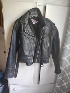 MOB Motorrad Lederjacke echtes Büffelfell Brando Style schwarz Biker - Bild 1 von 22
