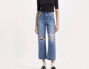 NWT Levi's Womens 27x27 Ribcage Straight Ankle Jeans Distressed - Picture 1 of 15