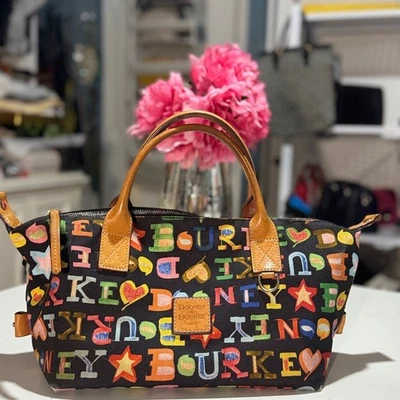 Dooney & Bourke Black Tote Bag Colorful Letter Design Y2K with rainbow zipper - Image 1 of 4