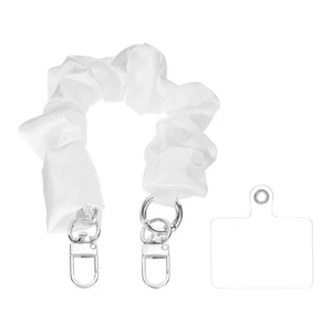 Phone Wrist Strap, 10" Elastic Phone Lanyard with Silver Keychain, White - Photo 1 sur 7