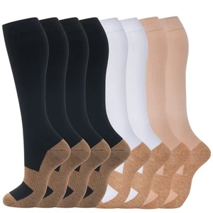 8 Pairs Compression Socks for Men & Women 20-30 mmHg Knee High Nurse Pregnant... - Picture 1 of 6