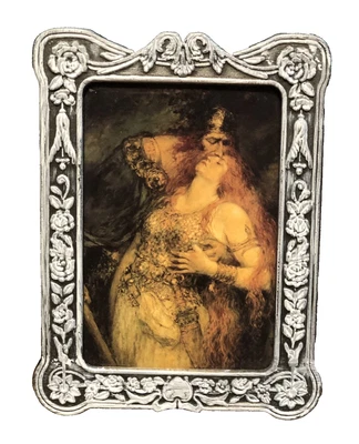 Pretty Art Nouveau Floral Easel Back 3 1/2" x 5 1/4" Tabletop Photo Frame - Image 1 of 4