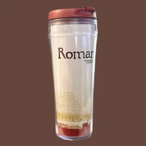 Starbucks Romania Global Icon Series Travel Tumbler with Lid 12 Oz Plastic 2004 - Imagen 1 de 10