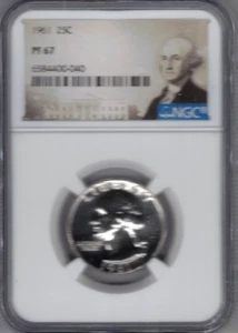 1961 NGC PF67 90% SILVER PROOF WASHINGTON QUARTER ~ PORTRAIT LABEL       stk 040 - Picture 1 of 2