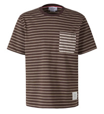 Mens Thom Browne Striped Crewneck T-Shirt Brown Size 2