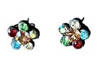 Michal Negrin Earrings Vintage Multicolor Flower motif Boxed Small earrings