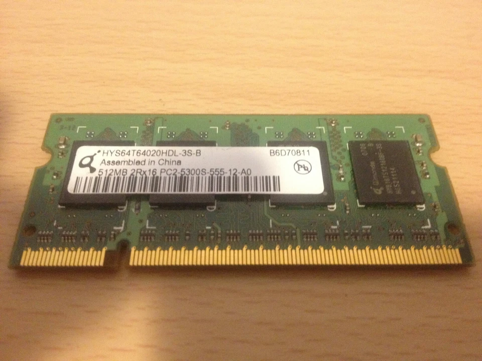 Qimonda - 1 x 512MB DDR2-PC2-5300 - SODIMM 667MHz NON-ECC - 200 Pin - (PC/MAC) - Image 1 of 1