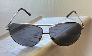 (A12.05) Silver Aviator Sunglasses with Black Lenses - Picture 1 of 9
