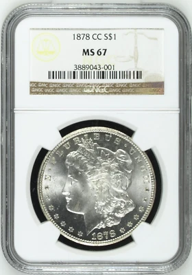 1878-CC NGC MS67 Morgan Dollar CONDITION RARITY (Pop 10/0) Silver $1 - Image 1 of 3