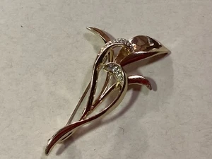 "Broche vintage Cala Lilly tono dorado estrás 3,5""" - Imagen 1 de 5