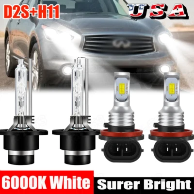 For Infiniti FX35 2006-2010 2011 2012 Combo HID Headlight Bulbs + LED Fog Light - Image 1 of 4