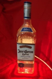 Jose Cuervo Especial Tequila Silver Glass Bottle Tabletop Lamp - Handcrafted! - Picture 1 of 6
