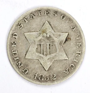 1852 Three Cent Silver 3C - Picture 1 of 2