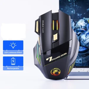 Wireless Gaming Mouse USB IMICE GW-X7 3200DPI Dual Mode Rechargeable 7 Keys 2.4G - Picture 1 of 5