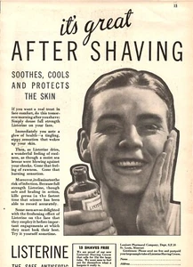 VINTAGE 1932 LISTERINE AFTER SHAVE ANTISEPTIC PRINT AD - Picture 1 of 1