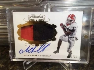 Nick Chubb 2018 impecable/25 parche automático autógrafo novato radiocontrol Georgia Browns - Imagen 1 de 4