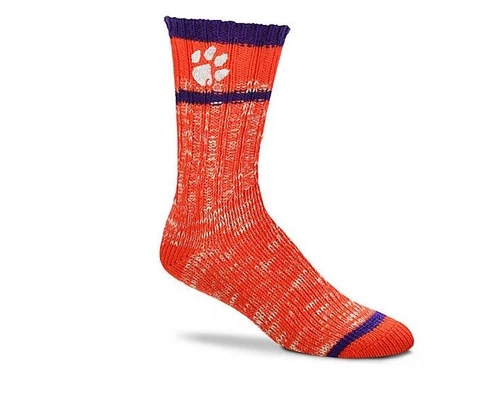 Clemson Tigers College Orange & Purple Alpine Knit Crew Sweater Socks Cover