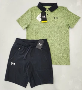 Under Armour UPF40 Polo Shirt Pennant Shorts Set Summer Clothing Lot Youth LARGE - Picture 1 of 7