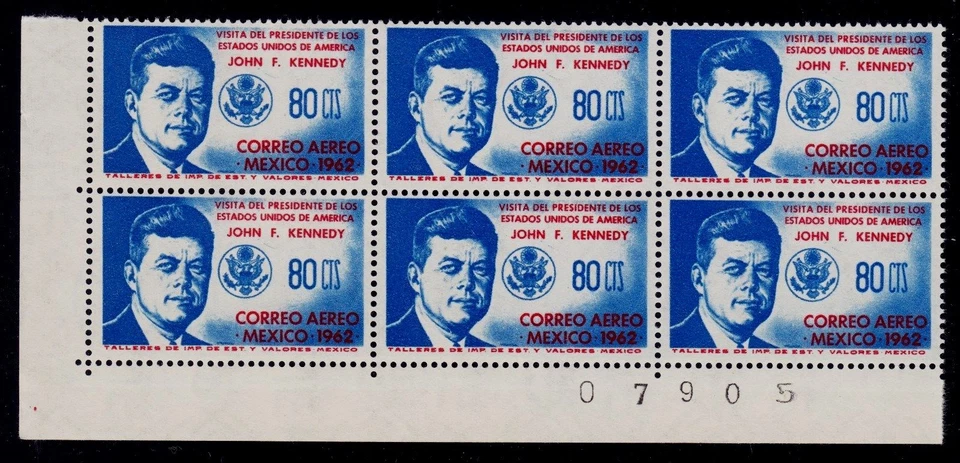MÉXICO SCOTT# C262 MNH (BLOQUE DE PLACAS/6) JOHN F. KENNDY TÓPICO Foto 1 de 1
