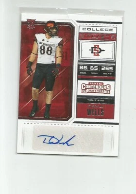 2018 Panini Contenders Draft Picks #207 David Wells RC Auto - Image 1 of 2