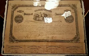 $1000 Confederate Bond issued in 1862 in EXCELLENT condition - Picture 1 of 7