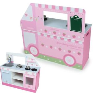 Wooden Toy Play House Strawberry Kitchen Car Play Kitchen Assembly Wooden Educat