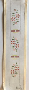 Vintage Panjo Floral Hearts Handpainted Needlepoint Canvas Bell Pull Wall Decor - Picture 1 of 6