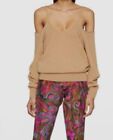 $495 Dries Van Noten Women's Brown Negroni Cold Shoulder Wool Sweater Size M