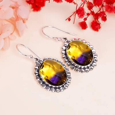 Ametrine Gemstone 925 Sterling Silver Jewelry Earring, Birthday Gift, For Her - Image 1 of 4