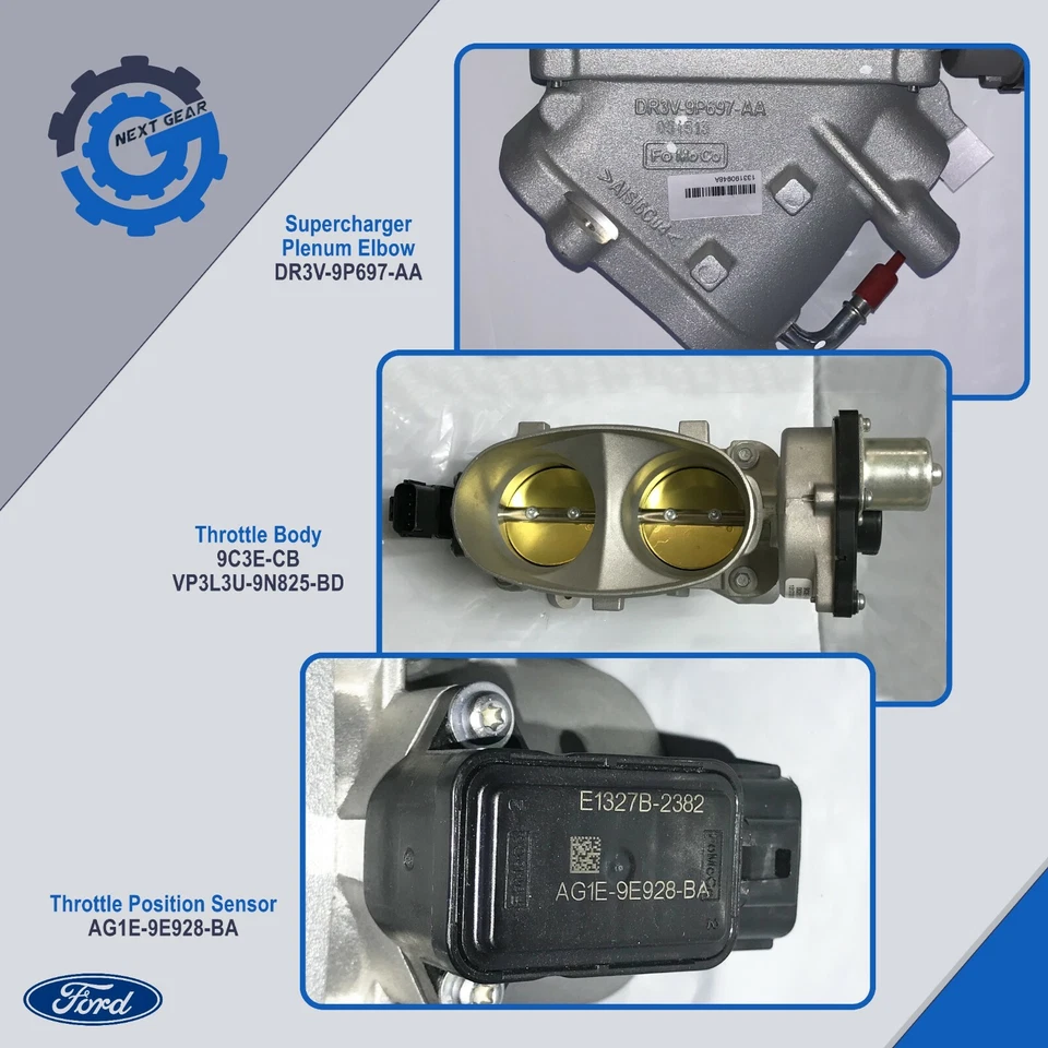 Cuerpo del acelerador OEM FORD MUSTANG SOBREALIMENTADO 5,8 L 9C3Z-9E926-C CON DR3V-9P697-AA Foto 1 de 4