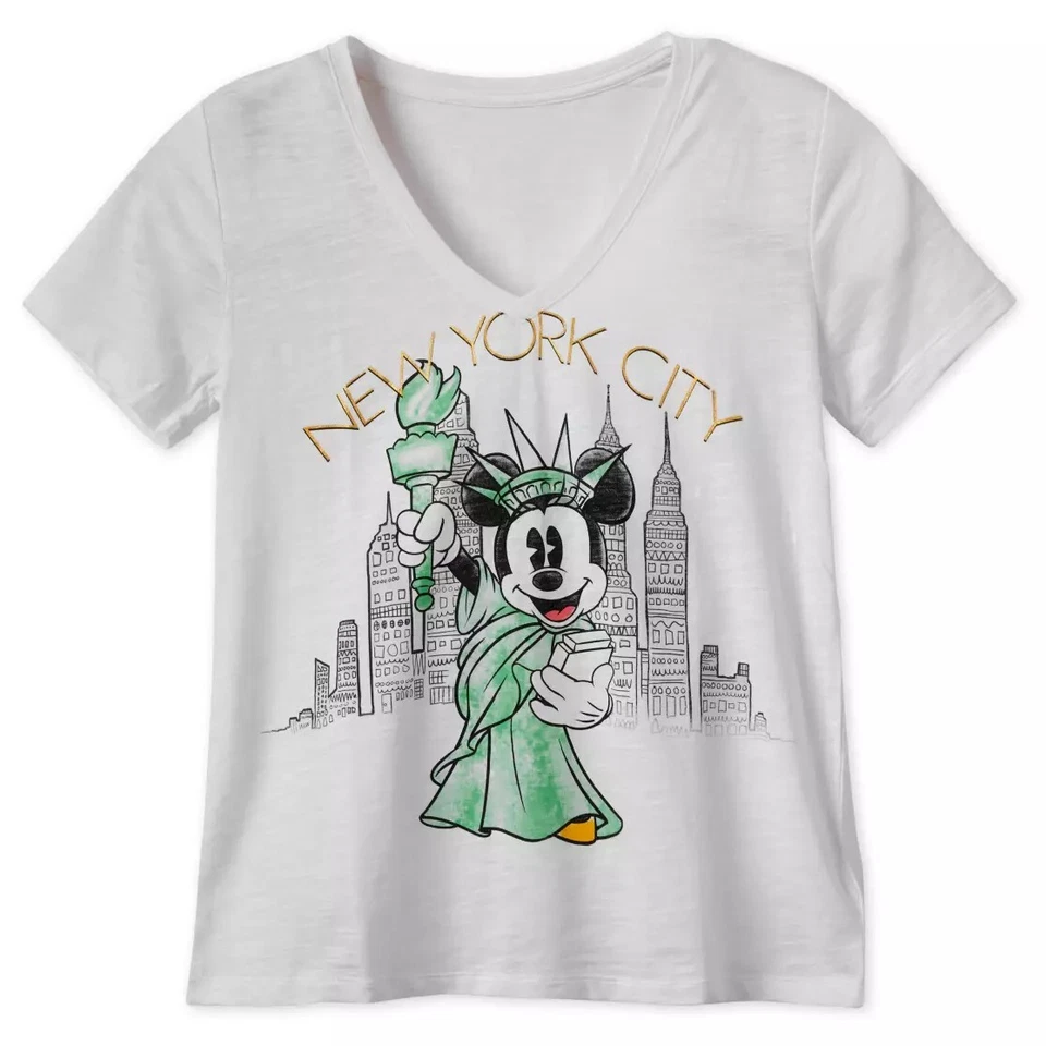 Camiseta nova com etiquetas Disney Store Minnie Mouse Nova York Estátua da Liberdade Meninas M 7-8 - Imagem 1 de 1