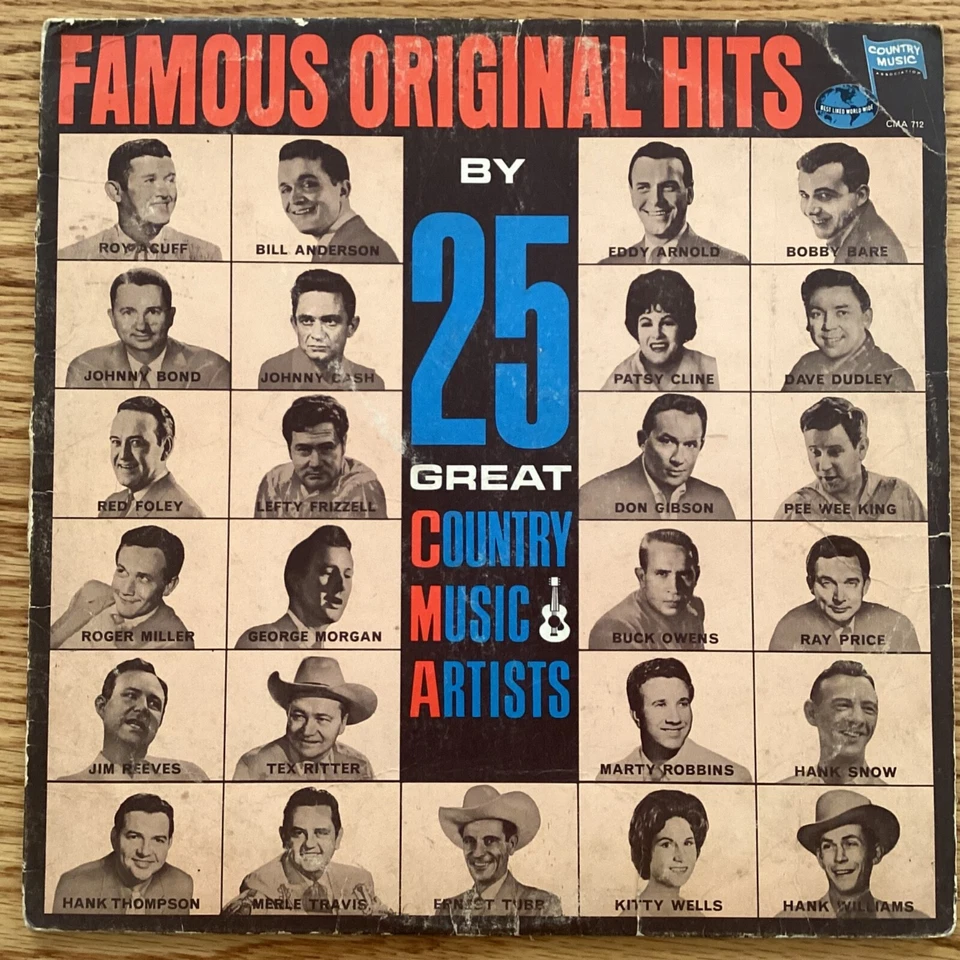 Famous Original Hits by 25 Great Country Music Artists 33 1/3 rpm LP, CMA712 - Image 1 of 4