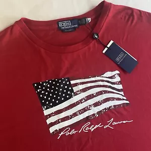 Polo Ralph Lauren T-Shirt Mens 2XL Red USA Flag July 4th Patriotic Stars Stripes - Picture 1 of 11